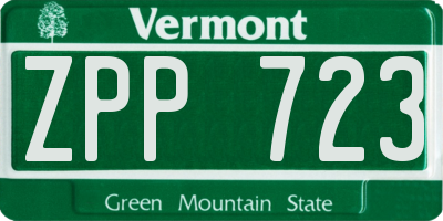 VT license plate ZPP723
