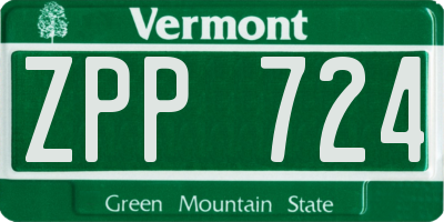 VT license plate ZPP724