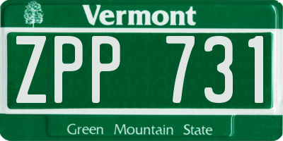 VT license plate ZPP731