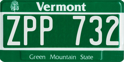 VT license plate ZPP732