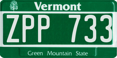 VT license plate ZPP733