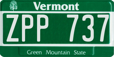 VT license plate ZPP737