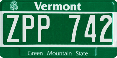 VT license plate ZPP742