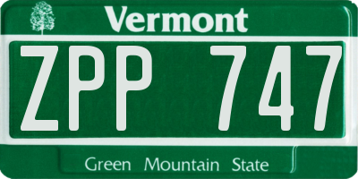 VT license plate ZPP747