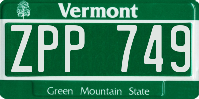 VT license plate ZPP749