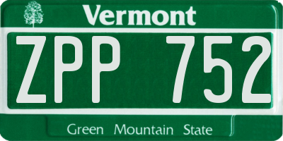 VT license plate ZPP752