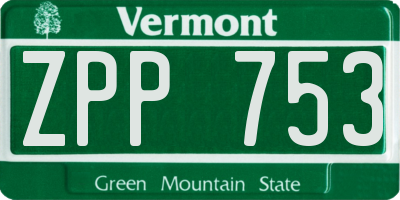 VT license plate ZPP753