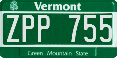 VT license plate ZPP755
