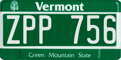 VT license plate ZPP756