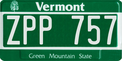 VT license plate ZPP757