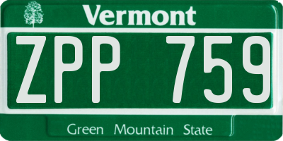 VT license plate ZPP759