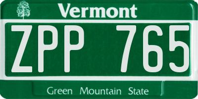 VT license plate ZPP765