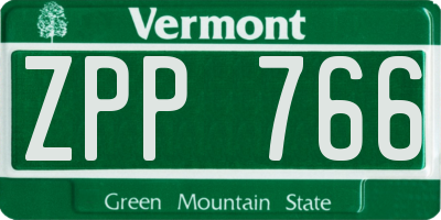 VT license plate ZPP766