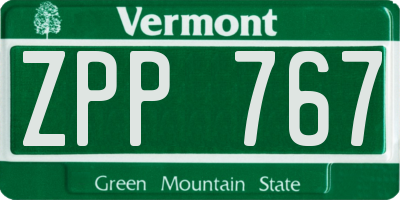 VT license plate ZPP767