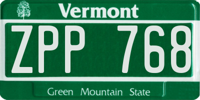 VT license plate ZPP768