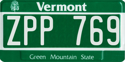 VT license plate ZPP769