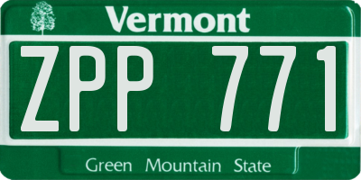VT license plate ZPP771