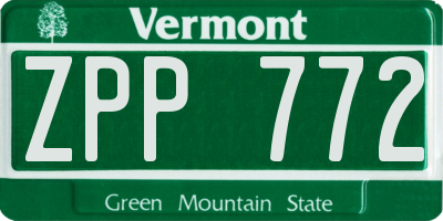 VT license plate ZPP772
