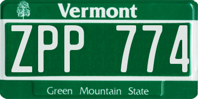 VT license plate ZPP774