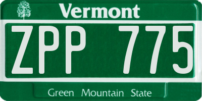 VT license plate ZPP775