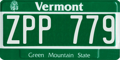 VT license plate ZPP779