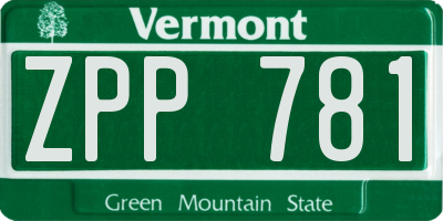VT license plate ZPP781