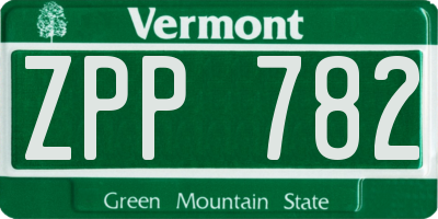 VT license plate ZPP782