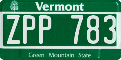 VT license plate ZPP783