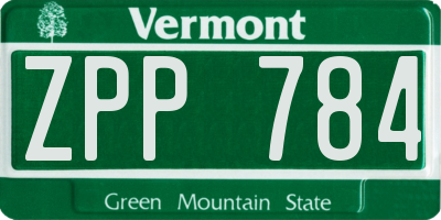 VT license plate ZPP784