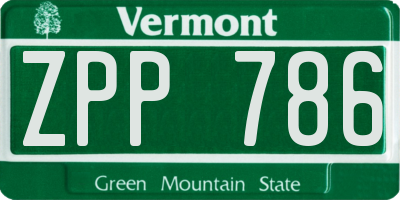 VT license plate ZPP786