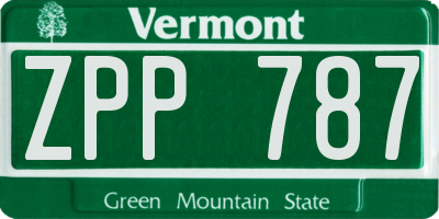 VT license plate ZPP787