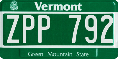 VT license plate ZPP792