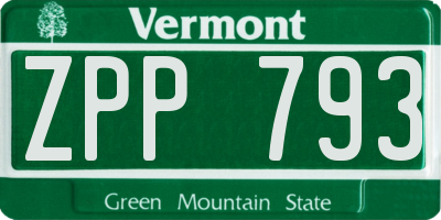 VT license plate ZPP793
