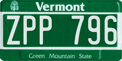 VT license plate ZPP796