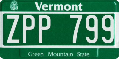 VT license plate ZPP799