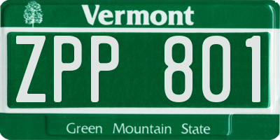 VT license plate ZPP801