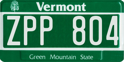 VT license plate ZPP804