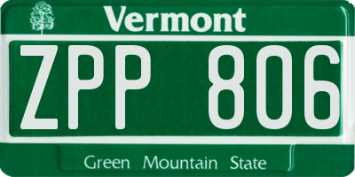 VT license plate ZPP806