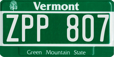 VT license plate ZPP807