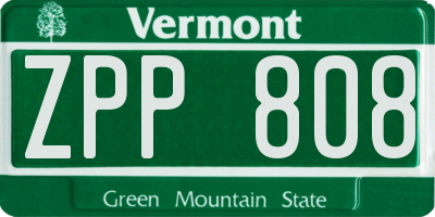VT license plate ZPP808
