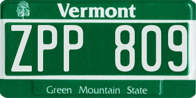 VT license plate ZPP809