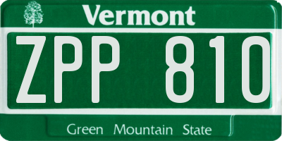 VT license plate ZPP810