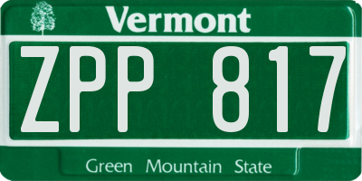 VT license plate ZPP817
