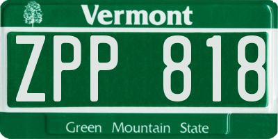 VT license plate ZPP818