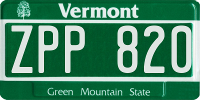 VT license plate ZPP820