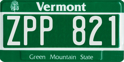 VT license plate ZPP821