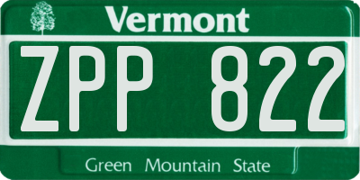 VT license plate ZPP822
