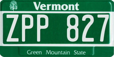 VT license plate ZPP827