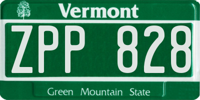 VT license plate ZPP828