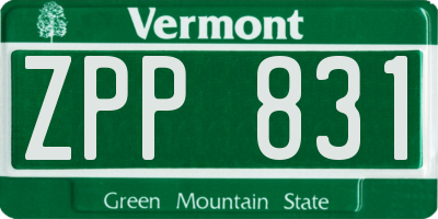VT license plate ZPP831